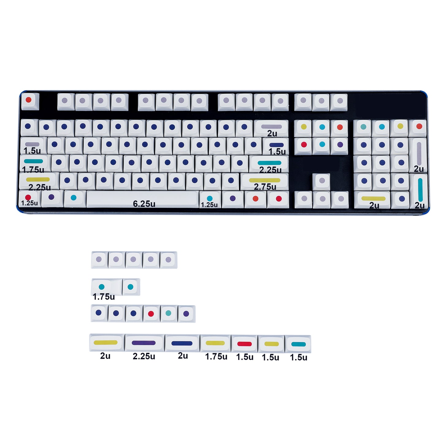 120 White Dots Keycaps(Dye Sub ZDA Profile/61 64 68 96 GK64 ID80 KBD75 Planck Preonic wings Filco Ducky SP64 SP84 Using)